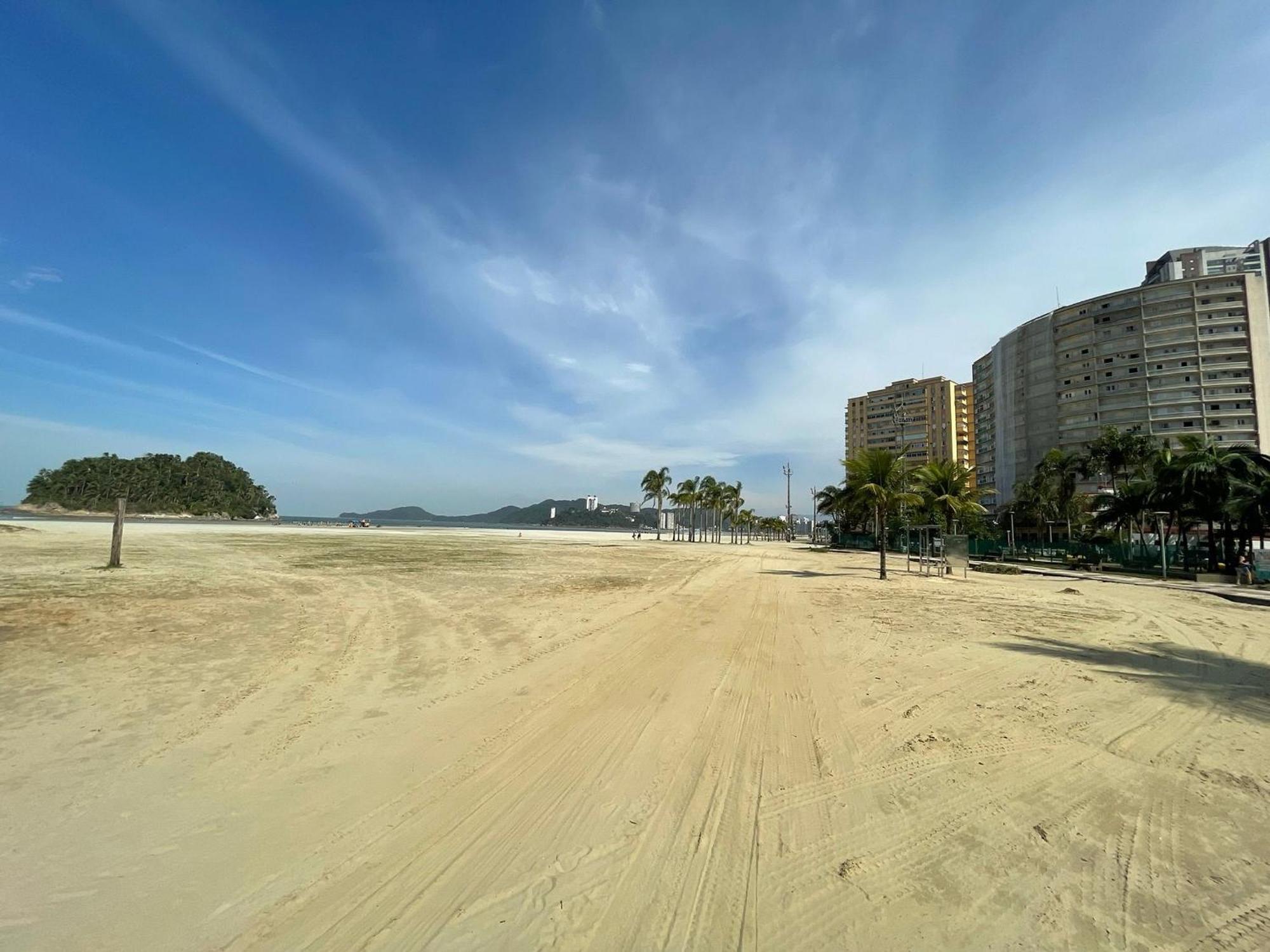 Ap Pe Na Areia Vista Parcial Mar Daire Santos  Dış mekan fotoğraf